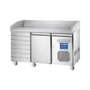 Хладилна маса за подготовка на пица с една врата и 7 чекмеджета, с гранитен плот, Stalgast, Полша