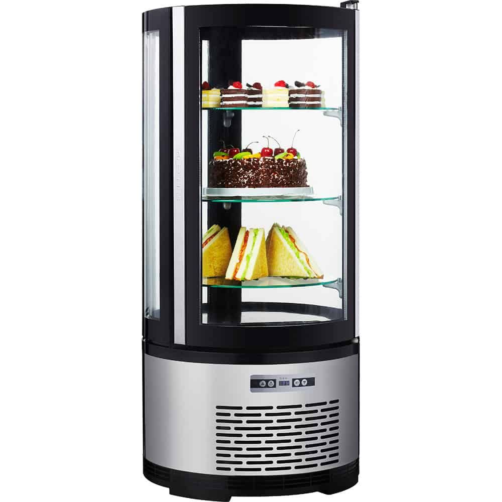 Кръгла десертна демонстрационна витрина, с 4 рафта, 100 л, въртяща се, Stalgast, Полша