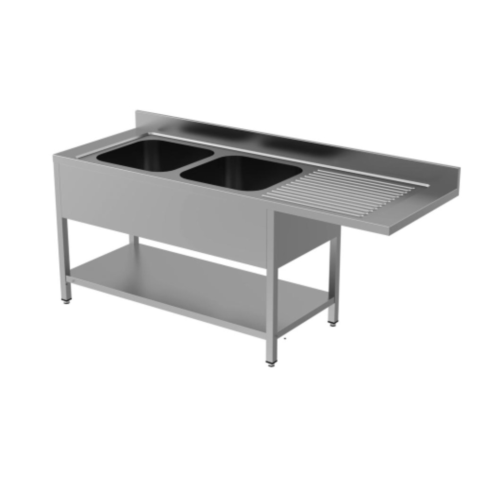 Работна маса с 2 УБ, с долен плот и място за съдомиялна машина, ширина 1200-2000 мм, Profektabg - Image 2