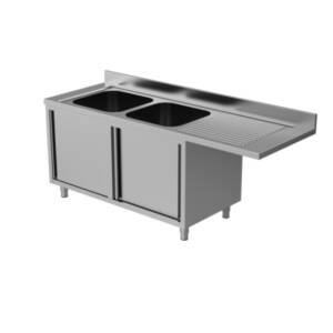 Работна маса с 1 УБ, с плъзгащи врати и място за съдомиялна машина, ширина 1200-2000 мм, Profektabg