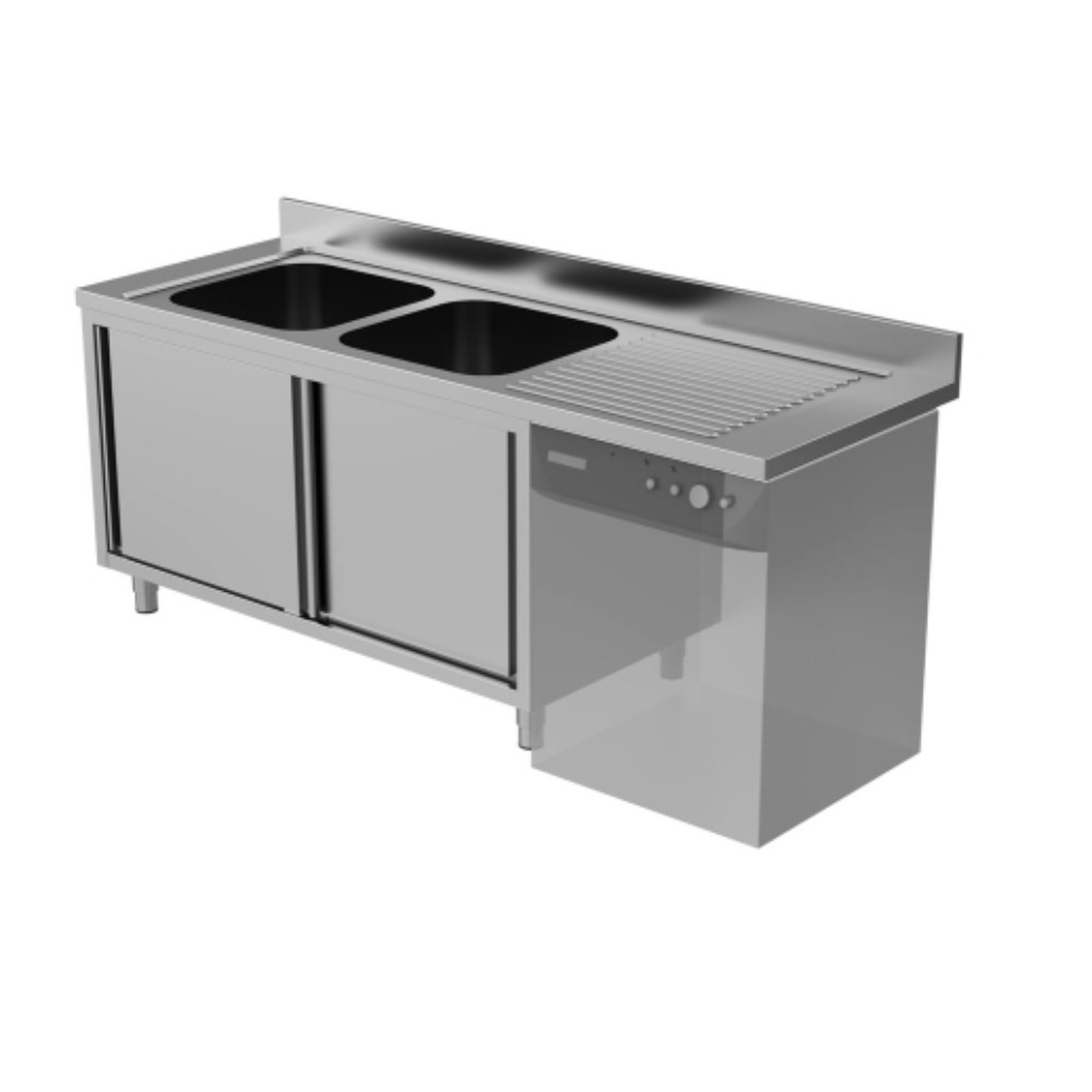 Работна маса с 1 УБ, с плъзгащи врати и място за съдомиялна машина, ширина 1200-2000 мм, Profektabg - Image 2