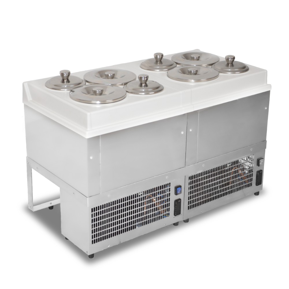 Витрина-фризер за сладолед, Н660мм, 4х2,5 л малки и 4х7,5 л кръгли канти, Staf59, Италия