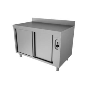 Отопляема шкаф-маса с плъзгащи врати и заден борд, ширина 70 см, Profektabg