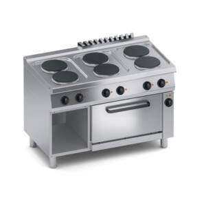 Електрическа печка с 6 кръгли плочи, фурна 1/1 GN 1200мм., COOX, Италия