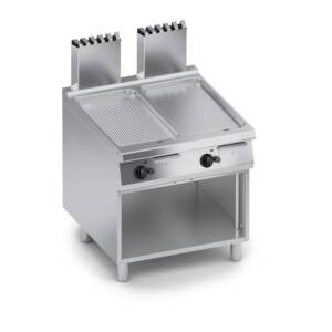 Скара на газ, 1/2 гладка 1/2 оребрена плоча, отворена база 800мм. Performance 900мм., COOX, Италия