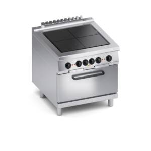 Електрическа печка с 4 квадратни плочи, и електрическа фурна 2/1 GN 800мм. Performance 900мм., COOX, Италия