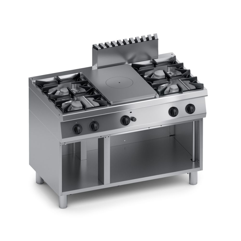 Газови котлони с 4 горелки и солид топ, отворена база, COOX, Италия