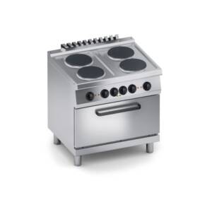 Електрическа печка с 4 кръгли плочи, фурна 2/1 GN 800мм., COOX, Италия