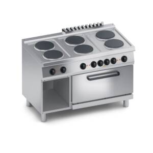 Електрическа печка с 6 кръгли плочи, фурна 2/1 GN 1200мм., COOX, Италия