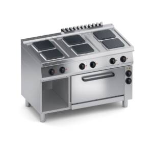 Електрическа печка с 6 правоъгълни плочи, конвекторна фурна 1/1 GN 1200мм., COOX, Италия